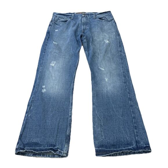 Levis Y2K 527 Low Rise Jeans Bootcut Men’s 34X30 Blue 100% Cotton Denim Distress - Picture 1 of 13